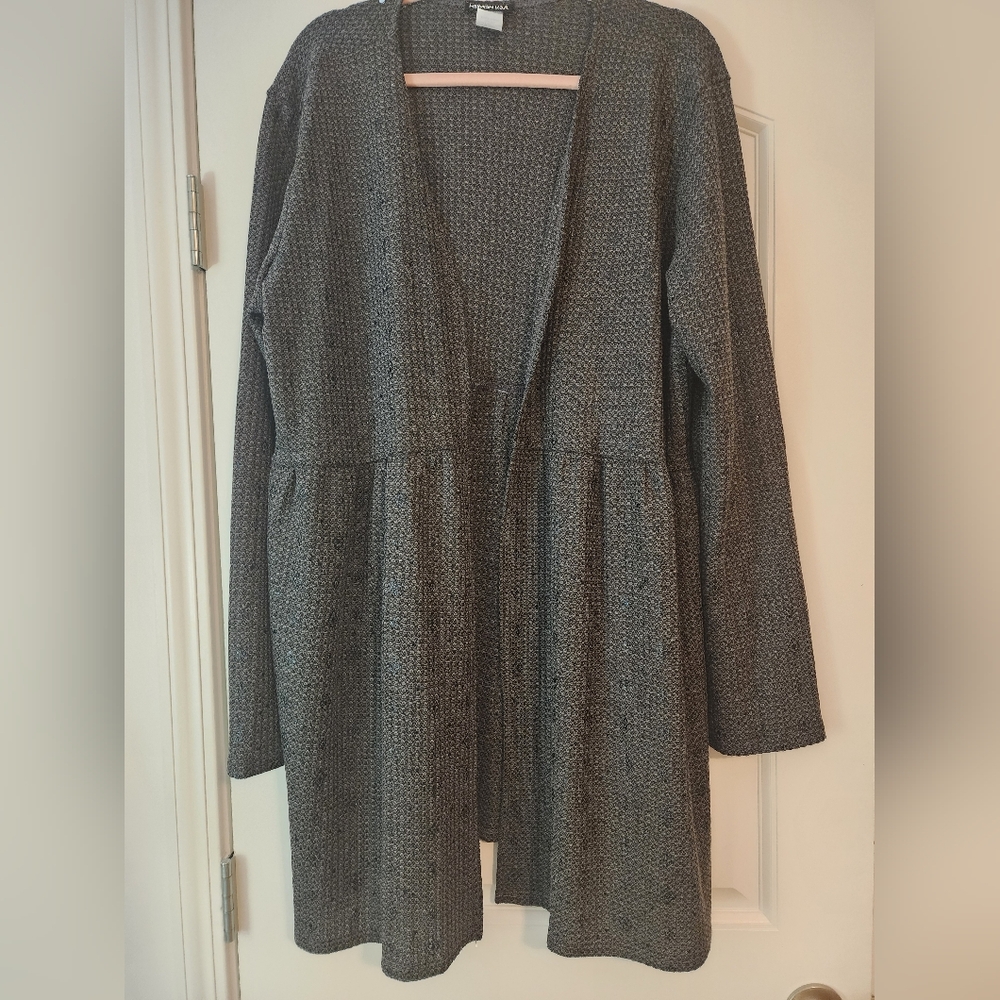 Heimish Charcoal Open Front Ruffled Light Cardigan NWOT 2X Boho Grunge Goth